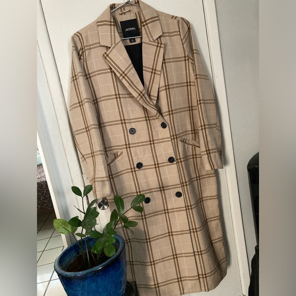 Monki Plaid Duster Coat